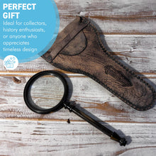 Load image into Gallery viewer, Nautical 20cm Brass Handheld Magnifying Glass with distressed leather pouch - maritime decor