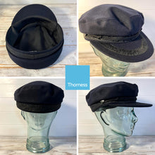 Load image into Gallery viewer, Traditional Wool Breton Cap | Size 57cm | Captain Fisherman Mariner Yachtsman Sailors Fiddlers Cap | Baker Boy flat cap skipper | Designed in the UK | classic peaked French and Greek boatman's hat