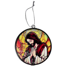 Load image into Gallery viewer, 3-Inch Stained Glass Suncatcher with Jesus Design - Decorative Hanging Art for Windows or Gifts