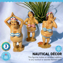 Load image into Gallery viewer, Set of 3 CUTE OLD DEARS resin FIGURINES | Seaside ornament | bathroom ornaments | beach figurine | 15cm (H) | Swimmer | Old Deer | Timeless Treasures
