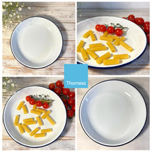 Load image into Gallery viewer, 22CM WHITE ENAMEL DINNER PLATE | Pasta and Rice plate | Enamel plate | Single plate | Traditional dinner plate | Kitchen plate for pies, sides and dinner | 22cm diameter with 4cm depth