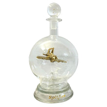 Load image into Gallery viewer, Ornamental glass model of a Spitfire aeroplane in a decorative glass decanter with glass base | memorabilia | spitfire gifts for men | WW2 gift | wartime memorabilia | Battle of Britain
