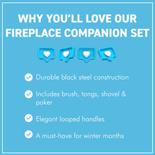 Load image into Gallery viewer, Five-piece metal black loop-handled Fireplace Companion