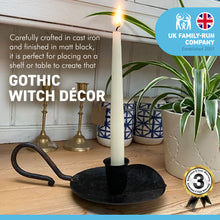 Load image into Gallery viewer, Antique style Iron Wee Willie Winkie Handheld Candle Holder | Chamberstick candle holder | wedding décor, dining room