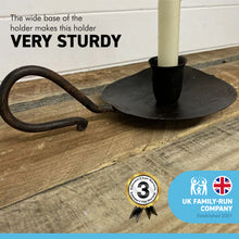 Load image into Gallery viewer, Antique style Iron Wee Willie Winkie Handheld Candle Holder | Chamberstick candle holder | wedding décor, dining room