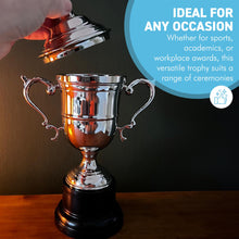 Load image into Gallery viewer, Elegant 26cm Silver Trophy Cup with lid- Ideal Award for achievements & celebrations