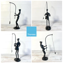 Load image into Gallery viewer, METAL FISHERMAN FIGURINE ORNAMENT | Fishermen | Fisherman Statue |Fishing Gift | Contemporary Ornament | Angler | Modern Minimalist sculpture