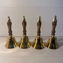 Load image into Gallery viewer, Set of Four Elegant 18cm Aluminium Library Hand Bell with Antique Brass Finish and Wooden Handle
