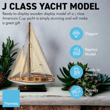 Load image into Gallery viewer, Detailed 35cm long wooden model J Class Sailing Yacht | Americas Cup Racing Yacht | Nautical ornament | sail boat model | Fully assembled model boat kit