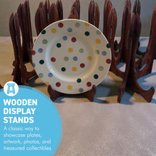 Load image into Gallery viewer, Wooden Plate Display Stands 25cm – Set of 24 Hinged Easel Holders
