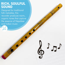 Load image into Gallery viewer, Handmade Nepalese Bamboo Recorder, traditional wooden Indian flute, ethnic wind instrument for folk music