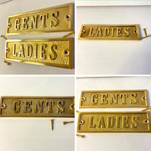 Load image into Gallery viewer, The Polished Brass Ladies & Gents Signs – A Matching Pair of Cast Brass Toilet Door Plaques