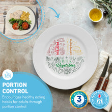 Load image into Gallery viewer, Colourful melamine PORTION CONTROL PLATE for Adults to Encourage Healthy Eating, Melamine Diet Plate Visually Divided for Slimming and Weight Loss | 100% Certified Food-Safe & BPA-Free Melamine