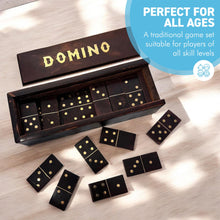 Load image into Gallery viewer, Wooden Domino Set in wooden box with Sliding Lid, includes premium domino pieces