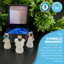 Load image into Gallery viewer, Angels worry box | Mindfulness box | Spiritual gifts | |mental health | guardian angel worry box for your loved ones | Includes 3 glass worry angels with gilded wings | Gift Packaged | Grief Gifts | Angel gifts