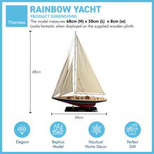 Load image into Gallery viewer, Detailed 50cm long wooden model Rainbow J Class Sailing Yacht | Americas Cup Racing Yacht | Nautical ornament | sailboat model | Rainbow sailing ship model | Fully assembled model boat kit
