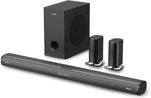 MAJORITY Bluetooth 5.1 Surround Sound System, 3D Dolby Audio Soundbar 300W, Home Cinema Sound System and Sound bar with HDMI ARC, Wireless Subwoofer and Detachable Speakers Everest