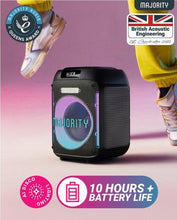 Load image into Gallery viewer, Refurbished Majority Pulse P1 𝗣𝗔𝗥𝗧𝗬 𝗞𝗔𝗥𝗔𝗢𝗞𝗘 𝗕𝗟𝗨𝗘𝗧𝗢𝗢𝗧𝗛 𝗦𝗣𝗘𝗔𝗞𝗘𝗥 with Big Sound and Smart LED Lights – Compact, Portable, Party-Ready Audio for Home, Outdoor, and Events