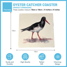 Load image into Gallery viewer, OYSTER CATCHER STONE COASTER | Stone Coasters | Animal novelty gift | Coaster for glass, mugs and cups| Square coaster for drinks | Beach gift | Meg Hawkins art | 10cm x 10cm