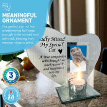 Load image into Gallery viewer, Sadly Missed MY SPECIAL CAT GLASS MEMORIAL CANDLE HOLDER AND PHOTO FRAME | thinking of you gifts | memorial photo frame | in loving memory | memory plaque