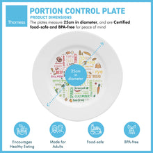 Load image into Gallery viewer, Colourful melamine PORTION CONTROL PLATE for Adults to Encourage Healthy Eating, Melamine Diet Plate Visually Divided for Slimming and Weight Loss | 100% Certified Food-Safe &amp; BPA-Free Melamine
