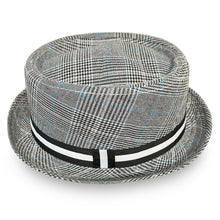 Load image into Gallery viewer, Grey rude boy ska pork pie hat, Size 61cm, X Large, Unisex pork pie hat, Fedora trilby pork pie style