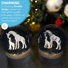 Load image into Gallery viewer, Set of Two 3D Crystal Ball Night Light USB Lamp with Giraffe designs, elegant modern illumination for any room