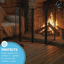 Load image into Gallery viewer, 𝗖𝗔𝗦𝗧 𝗜𝗥𝗢𝗡 𝟰-𝗣𝗔𝗡𝗘𝗟 𝗙𝗢𝗟𝗗𝗜𝗡𝗚 𝗠𝗘𝗦𝗛 𝗙𝗜𝗥𝗘 𝗚𝗨𝗔𝗥𝗗 𝟴𝟱𝘅𝟱𝟯𝗰𝗺 | Durable | Rust-Resistant | Fireplace Screen for Open Fire | Fire Safety | Hearth Protection