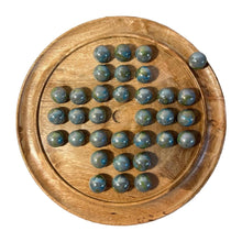 Load image into Gallery viewer, 30cm Diameter MANGO WOOD SOLITAIRE BOARD GAME with THUNDERBOLT GLASS MARBLES | |classic wooden solitaire game | strategy board game | family board game | games for one | board games