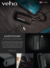 Load image into Gallery viewer, Veho Pebble PZ-5 𝗣𝗢𝗥𝗧𝗔𝗕𝗟𝗘 𝗣𝗢𝗪𝗘𝗥 𝗕𝗔𝗡𝗞 5000mAh, USB-C Rechargeable Battery Pack, Compact Phone & Tablet Charger, Model VPP-114-PZ5-B