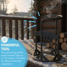 Load image into Gallery viewer, 𝗖𝗔𝗦𝗧 𝗜𝗥𝗢𝗡 𝗪𝗢𝗢𝗗 𝗦𝗣𝗟𝗜𝗧𝗧𝗘𝗥 | 36.5cm (H) (14”) | Wood & Kindling Splitting Tool | Firewood Cutter with Pre-Drilled Base | Splitting Blade | Fireplace Decor