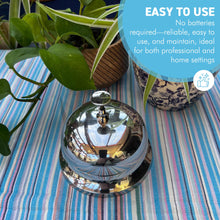 Load image into Gallery viewer, Silver Reception Desk Bell with silver base – Service Bell 12cm x 10cm for hotels & restaurants