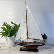 Load image into Gallery viewer, J Class Wooden ENDEAVOUR MODEL YACHT | Richly Detailed Endeavour Model | Yacht Ornaments | Sailing Yacht on a Display Stand | Sailing | Boats