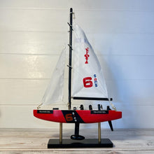 Load image into Gallery viewer, TRANSICIEL AMERICAS CUP MODEL YACHT | Sailing | Yacht | Boats | Models | Sailing Nautical Gift | Sailing Ornaments | Yacht on Stand | 33cm (H) x 21cm (L) x 4cm (W)