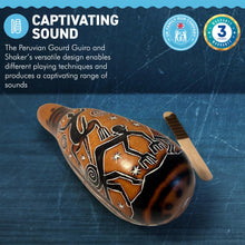 Load image into Gallery viewer, TRADITIONAL PERUVIAN FAIRTRADE GOURD GUIRO and SHAKER | Carved Shaker | Musical Instrument | Rainmaker |Musical Instrument | Percussion
