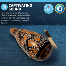 Load image into Gallery viewer, TRADITIONAL PERUVIAN FAIRTRADE GOURD GUIRO and SHAKER | Carved Shaker | Musical Instrument | Rainmaker |Musical Instrument | Percussion