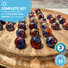 Load image into Gallery viewer, 30cm Diameter WOODEN SOLITAIRE BOARD GAME with FUNFAIR GLASS MARBLES | classic wooden solitaire game | strategy board game | family board game | games for one | board games