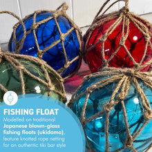 Load image into Gallery viewer, Set of 4 Glass Fishing Buoys Tiki Bar Lights with LED Lights, Nautical-Style Ornaments for Home Decor
