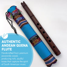 Load image into Gallery viewer, Handcrafted Wooden Andean Quena Flute, Jacaranda Wood with Decorative Protective Carry Bag