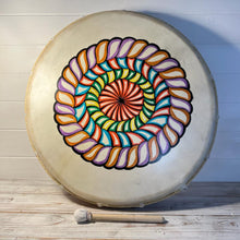 Load image into Gallery viewer, Decorated 50cm Shamanic Celebration Hand Drum with Beater- acoustic-Drumming Reduces Tension, Anxiety, and Stress.