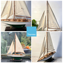Load image into Gallery viewer, Detailed 35cm long wooden model J Class Sailing Yacht | Americas Cup Racing Yacht | Nautical ornament | sail boat model | Fully assembled model boat kit