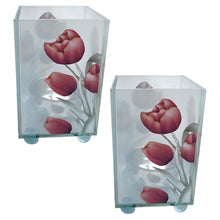 Load image into Gallery viewer, Set of 2 Elegant Red Tulip Glass Votive Candle Holders – Decorative Accent for Warm Ambiance, Ideal for Home Decor, Gifts & Special Occasions