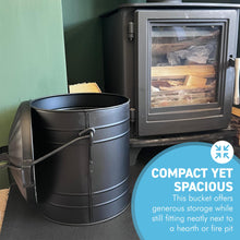 Load image into Gallery viewer, Ash Bucket with Lid in Matt Black, Fireplace Accessory