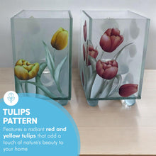 Load image into Gallery viewer, Set of 2 Elegant 1 x Yellow Tulip and 1 x Red Tulip Glass Votive Candle Holders – Decorative Accent for Warm Ambiance, Ideal for Home Decor, Gifts & Special Occasions