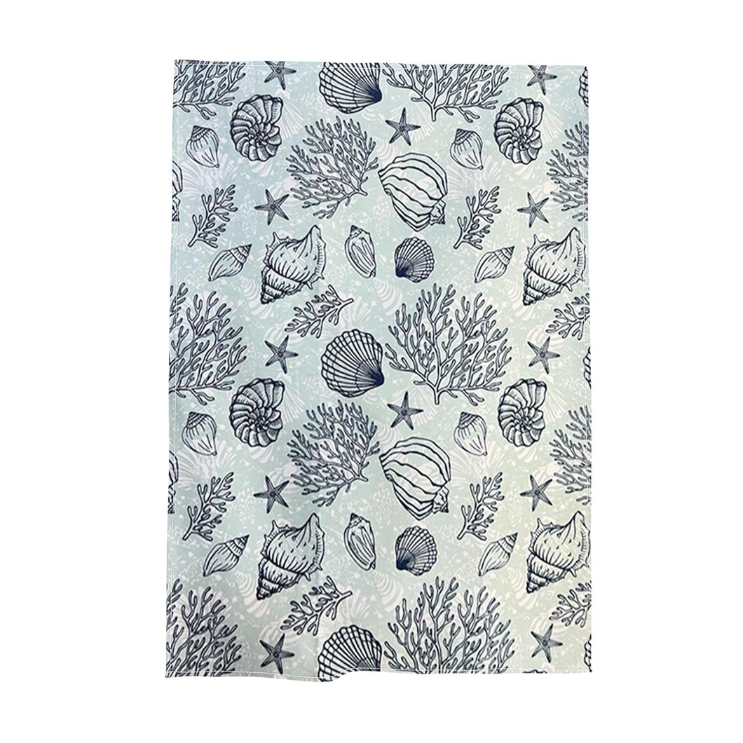 SHELLS AND CORAL TEA TOWEL | 100% COTTON TEA TOWEL | Kitchen hand towel | Nautical gift | Beach themed gift | Perfect gift for beach lovers | 70 cm x 50 cm