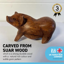 Load image into Gallery viewer, WOODEN HAND CARVED PIG ORNAMENT| Ethically produced by local craftsmen | Chinese Year of the PIG | Farm Animals | Ornaments | Animal Ornaments | Animal Lovers