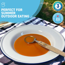 Load image into Gallery viewer, 24CM WHITE ENAMEL SOUP PLATE | Meal plate | Enamel plate | Large deep plate | Traditional plate | Kitchen plate for soup sides pasta | 24cm diameter with 4cm depth