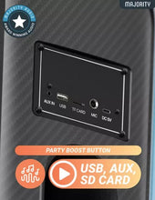 Load image into Gallery viewer, Refurbished Majority Pulse 3 Bluetooth Karaoke Maga sound ๐ฃ๐๐ฅ๐ง๐ฌ ๐ฆ๐ฃ๐๐๐๐๐ฅ with AI Smart Lights, Compact, Portable, Party-Ready Audio for Home, Outdoor, and Events