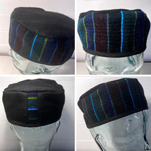 Load image into Gallery viewer, Handmade Nepalese Wool Black Smoking Cap, Lightweight, Stylish, with Traditional Tibetan Accents, Size 61cm, Extra Large