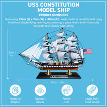 Load image into Gallery viewer, 𝗨𝗦𝗦 𝗖𝗢𝗡𝗦𝗧𝗜𝗧𝗨𝗧𝗜𝗢𝗡 𝗠𝗢𝗗𝗘𝗟 𝗦𝗛𝗜𝗣 – Handcrafted Wooden Tall Ship Replica of Old Ironsides, Historic War of 1812 Naval Display